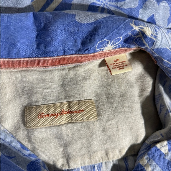 Tommy Bahama Silk Shirt Mens Medium Blue Floral Tropic Island Print Short Sleeve - Picture 6 of 10